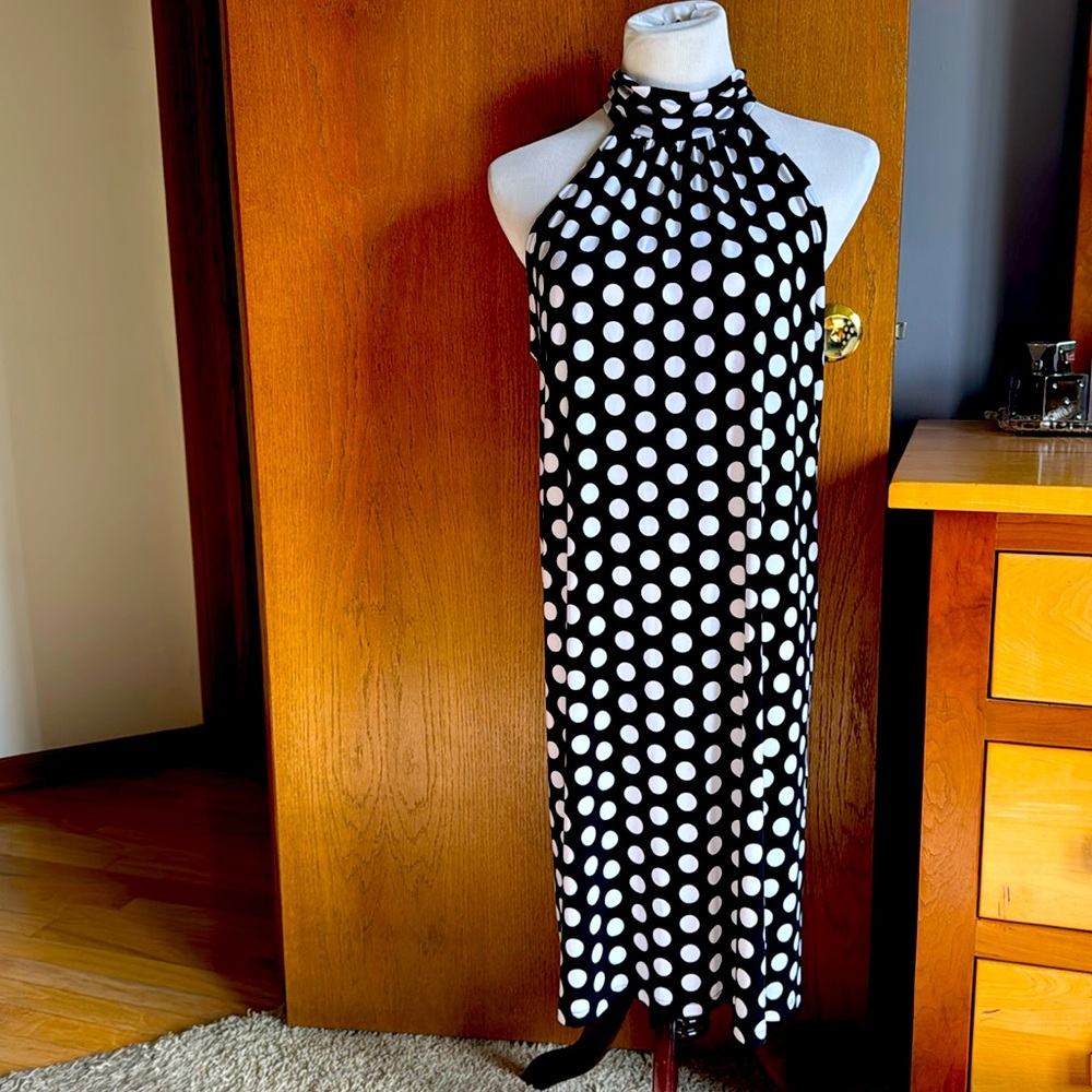 NWT MICHAEL MICHAEL KORS Womens Black/white polka dot Sleeveless Sheath Dress L